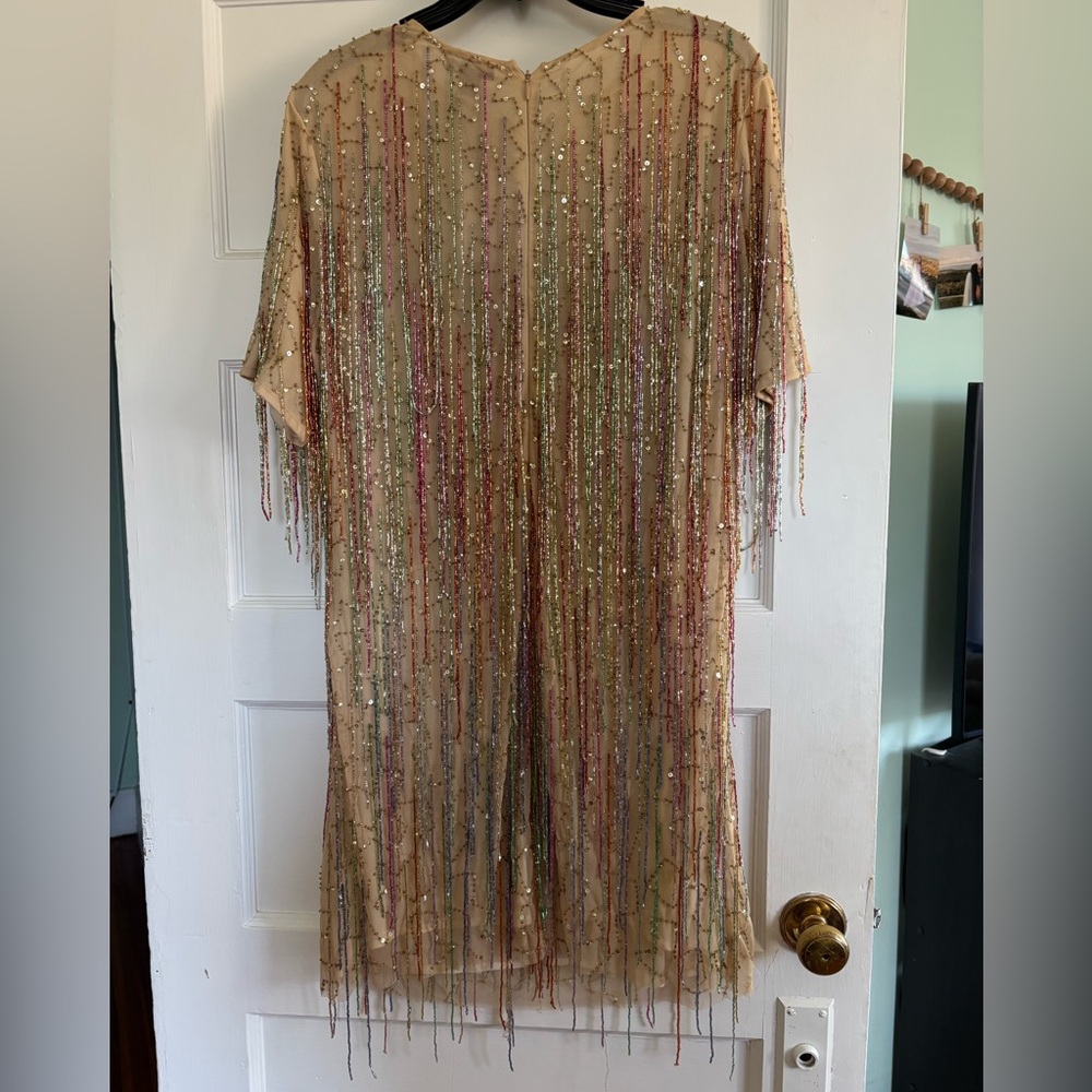 Nasty Gal Sequin Beaded Dress with Multicolor Stripes